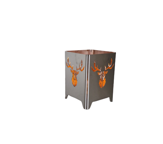 Edelstahl Mini - Feuerkorb Hirsch - abstrakt