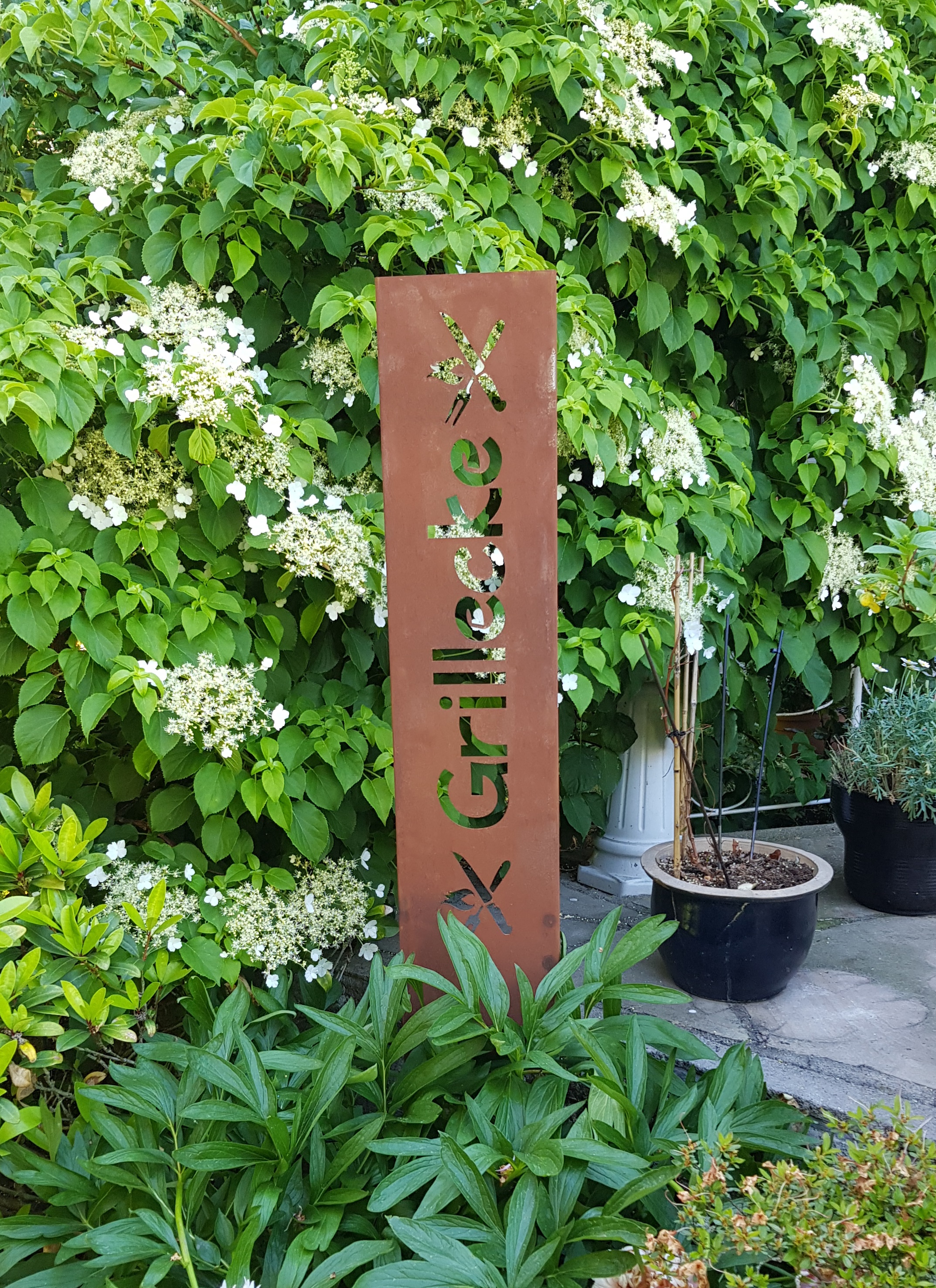 Gartenschild Grillecke